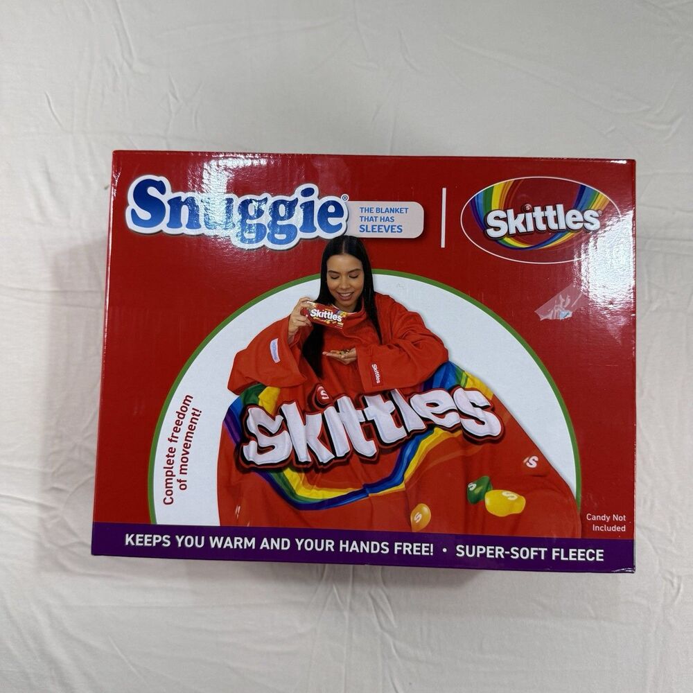 Snuggie Skittles Wearable Fleece Blanket With Sleeves – Soft Plush Throw NEW